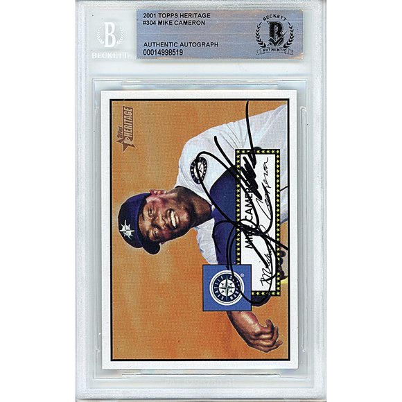 Mike Cameron Signed 2001 Topps Heritage Baseball Card Beckett Mariners Autograph - Picture 2 of 6